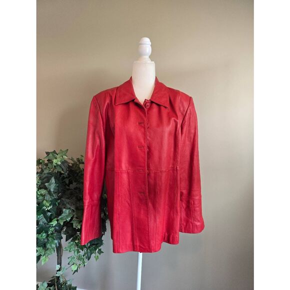 Terry Lewis Classic Luxuries Leather Jacket Sz L Red - Picture 1 of 5